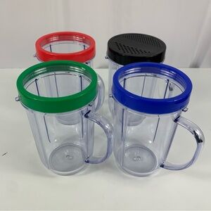 Magic Bullet Replacement Cups 4 Mugs with Handle Comfort Lip Ring Steamer Shaker